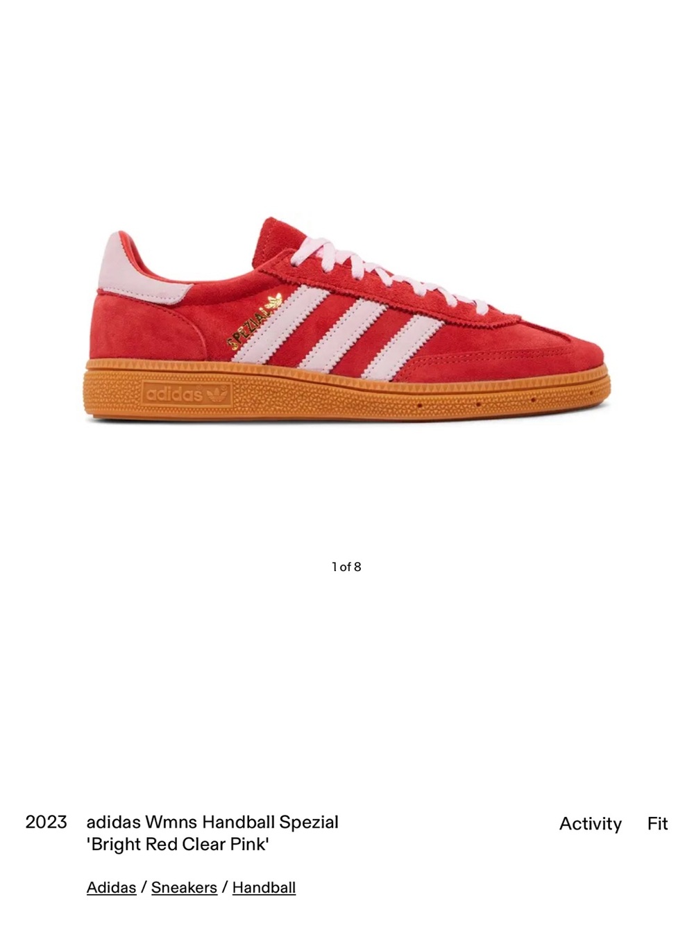 adidas Womens Handball Spezial in Red and Pink with Gum Sole